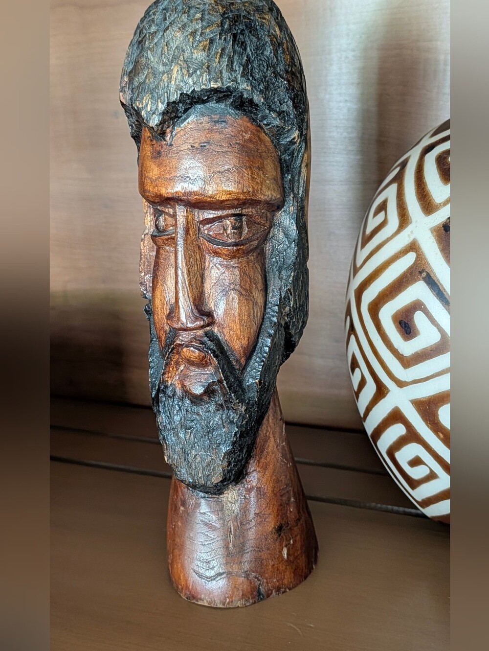 Jamacan Folk Art Sculture Hand-Carved Wooden Bust Beautiful